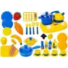 LEAN TOYS Zestaw plastikowych naczyń dla małego kucharza - 18 elementów akcesoria do zabawkowej kuchni