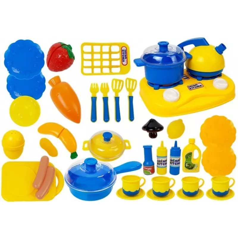 LEAN TOYS Zestaw plastikowych naczyń dla małego kucharza - 18 elementów akcesoria do zabawkowej kuchni