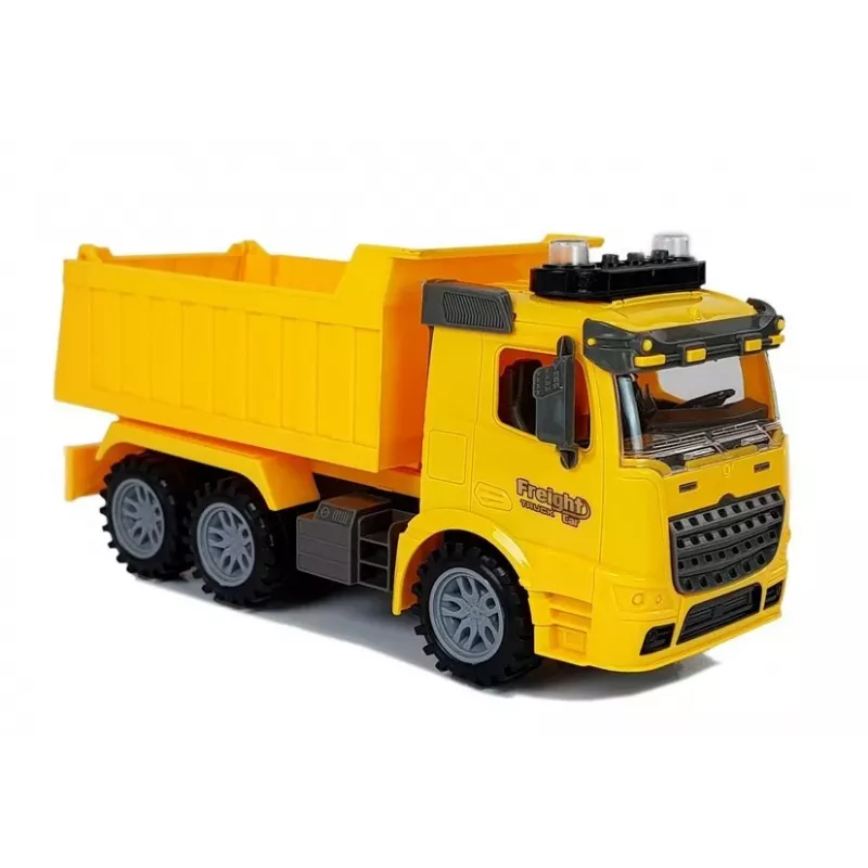 LEAN TOYS Tipper Set 1:14 RC Dump Truck with Road Signs, Lights & Speed Camera - Yellow