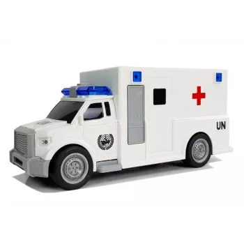 LEAN TOYS Auto Ambulance z napędem ciernym Biała 1:20 z dźwiękiem