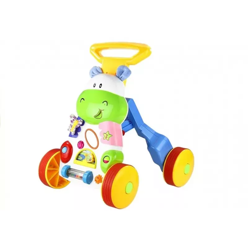 LEAN TOYS Pchacz dla niemowląt i małych dzieci Hipopotam Dźwięki Grzechotki Szeleszczące Lusterko