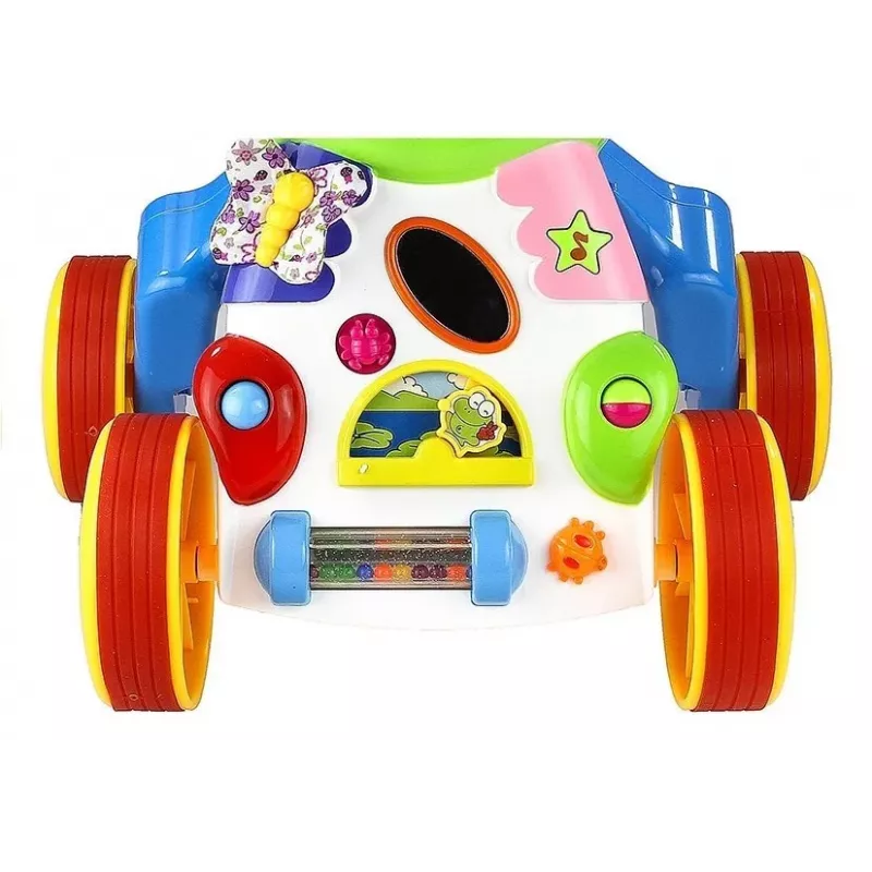 LEAN TOYS Pchacz dla niemowląt i małych dzieci Hipopotam Dźwięki Grzechotki Szeleszczące Lusterko