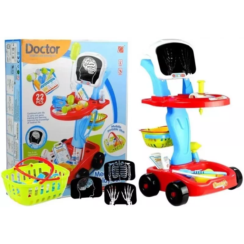 LEAN TOYS Wózek medyczny z akcesoriami 22 elementy - Wielokolorowy