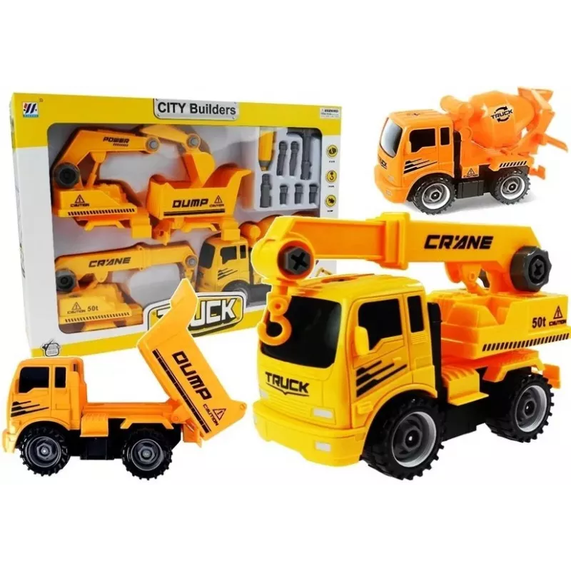 LEAN TOYS Zestaw pojazdów do rozkręcania Betoniarka Wywrotka