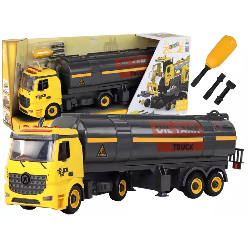 LEAN TOYS DIY Ciężarówka z Zbiornikiem do Montażu i Demontażu Żółte Światła Dźwięk