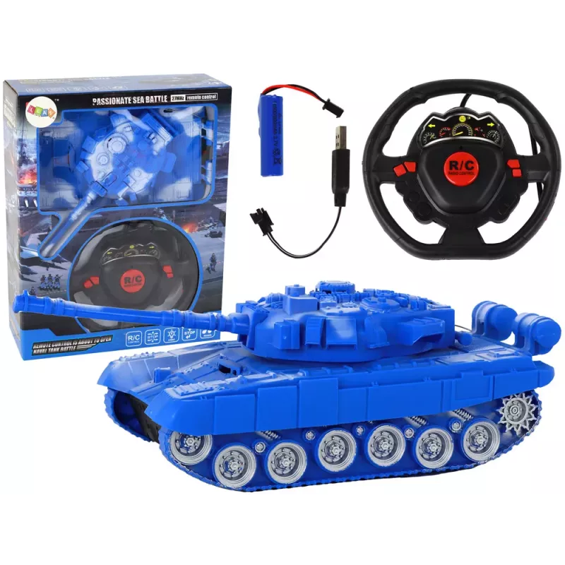 LEAN TOYS R/C Czołg Zdalnie Sterowany Światła Dźwięk Niebieski 1:18 27MHz