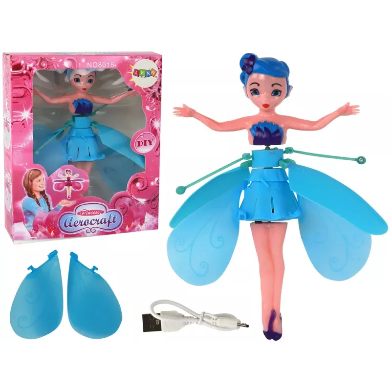 LEAN TOYS Latająca Lalka Wróżka Magiczny Niebieski Sterowana Ręką