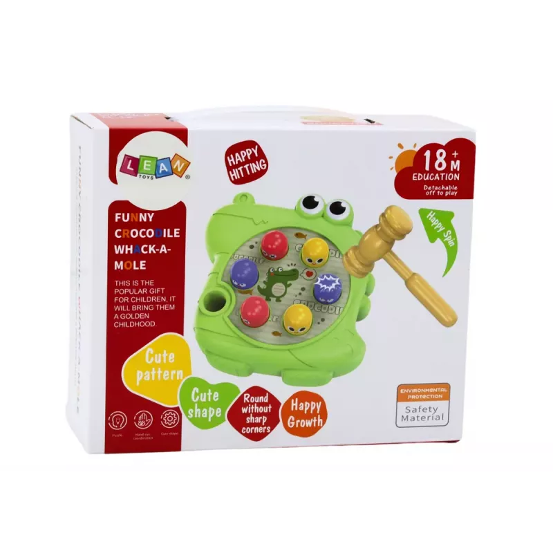 LEAN TOYS Arcade Game Wac A Mole Crocodile Green Hammer