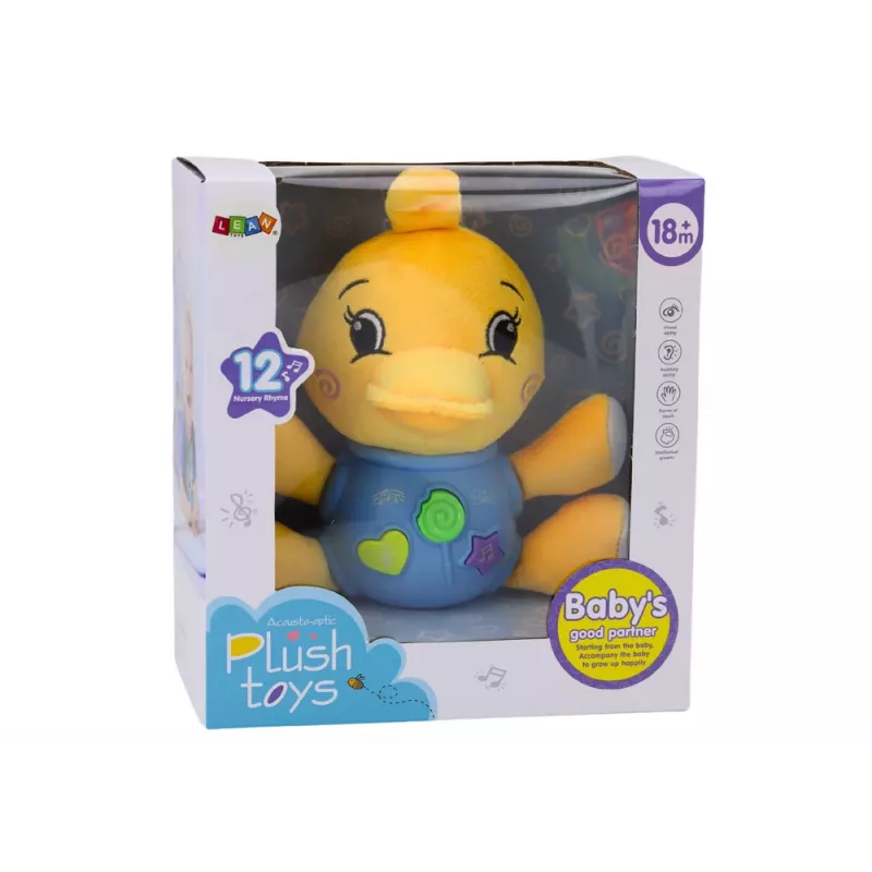 LEAN TOYS Pluszowa Kaczka Interaktywna Żółta Grająca 19 cm