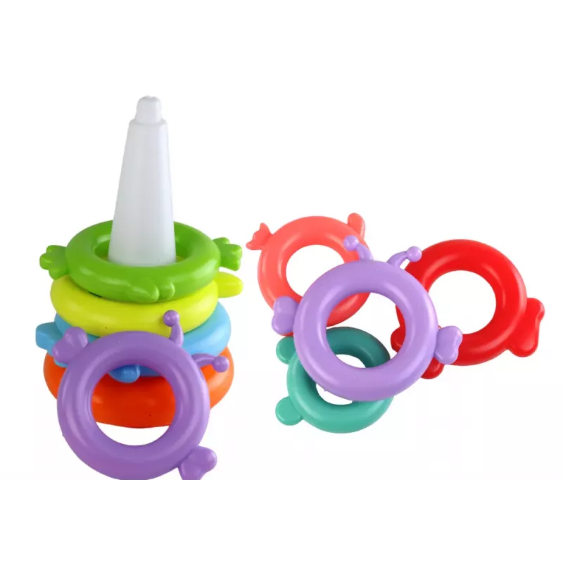 LEAN TOYS Piramida Jednorożec Puzzle 8 Kółek Kolorowe 29cm x 14cm x 14cm