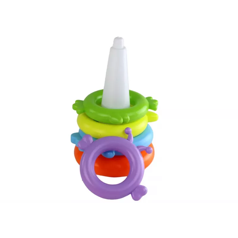LEAN TOYS Piramida Jednorożec Puzzle 8 Kółek Kolorowe 29cm x 14cm x 14cm