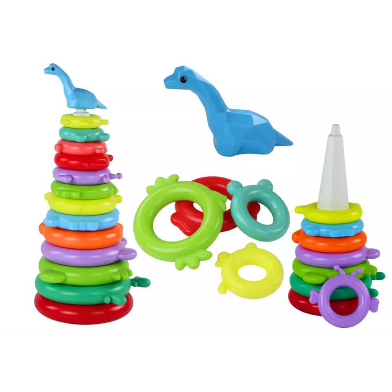 LEAN TOYS Giraffe Pyramid Puzzle 13 Circles Colorful 43cm x 18cm x 18cm