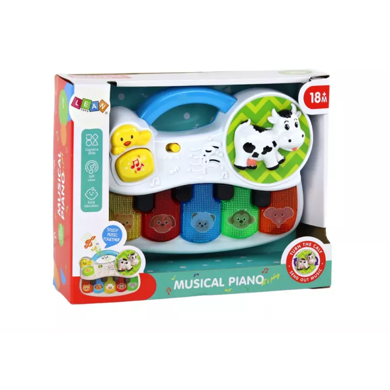 LEAN TOYS Małe Pianino dla Maluchów, Zwierzęta, Światła, Dźwięki