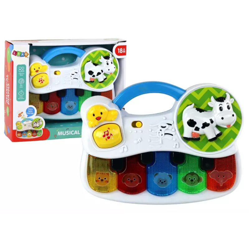 LEAN TOYS Małe Pianino dla Maluchów, Zwierzęta, Światła, Dźwięki