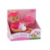 LEAN TOYS Baby Doll z różowym ubrankiem, opaską na głowę i akcesoriami do karmienia