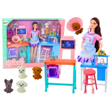 LEAN TOYS Zestaw Lekarz Weterynarz dla Lalki, Meble Biurowe, Akcesoria dla Zwierząt
