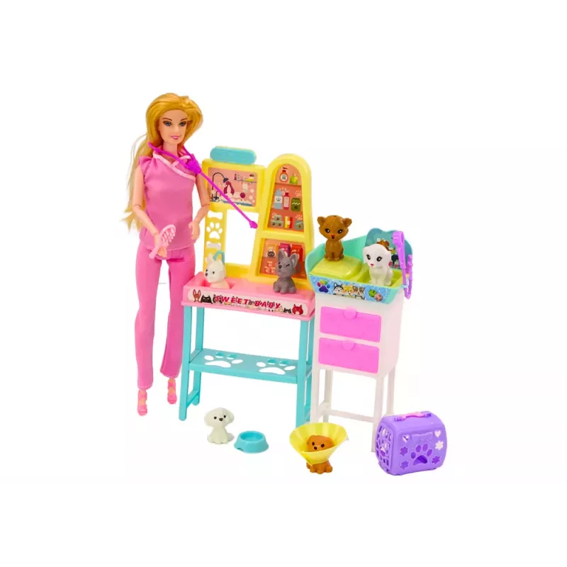 LEAN TOYS Lalaloopsy Zestaw weterynarza z lalką, meblami do leczenia, akcesoriami i zwierzątkiem