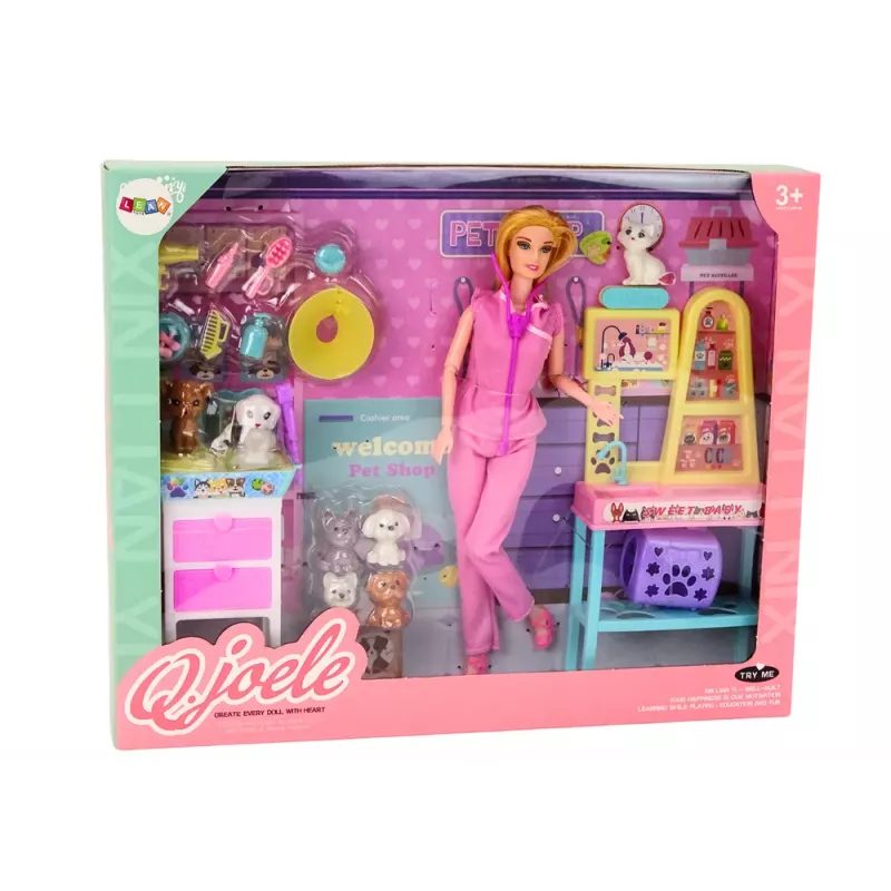 LEAN TOYS Lalaloopsy Zestaw weterynarza z lalką, meblami do leczenia, akcesoriami i zwierzątkiem