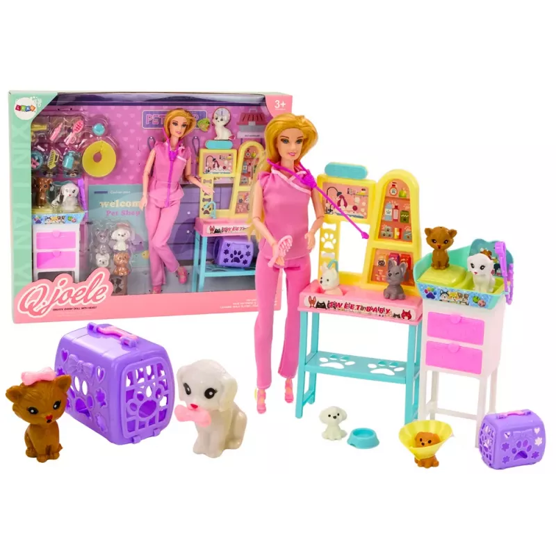 LEAN TOYS Lalaloopsy Zestaw weterynarza z lalką, meblami do leczenia, akcesoriami i zwierzątkiem