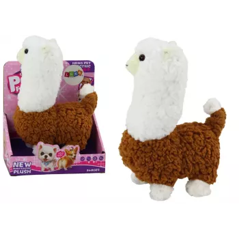 LEAN TOYS Llama Interactive Pet Brown Alpaca Walks Game 23 cm