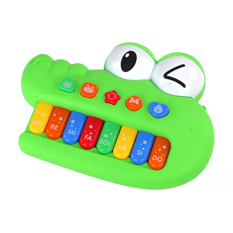 LEAN TOYS Edukacyjne Organy Muzyczne, Zielony Krokodyl, Dźwięki Światła