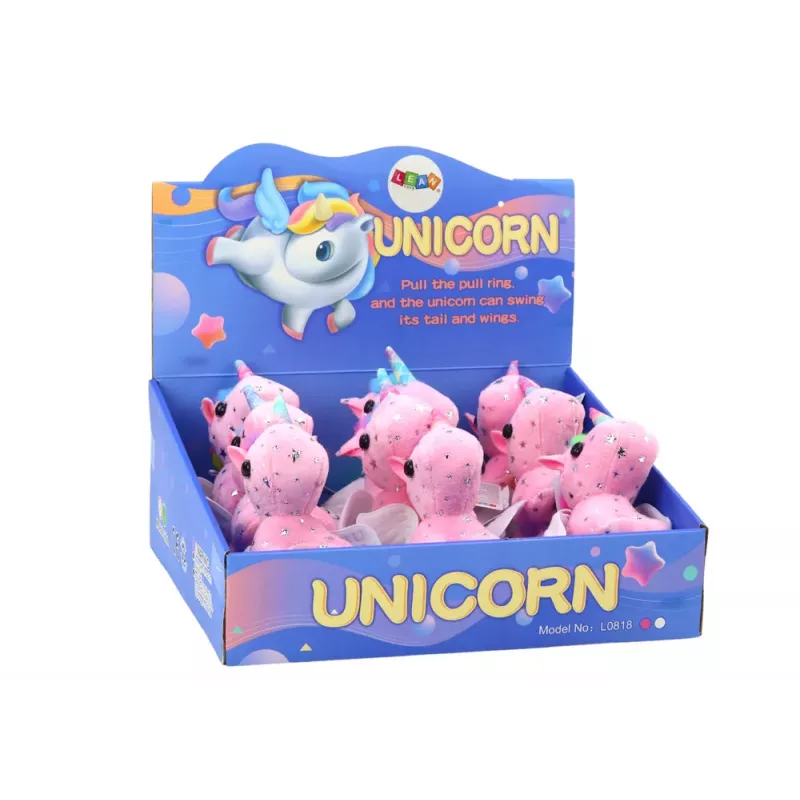 LEAN TOYS Unicorn Plush Pull-On Jumping Horse Pink