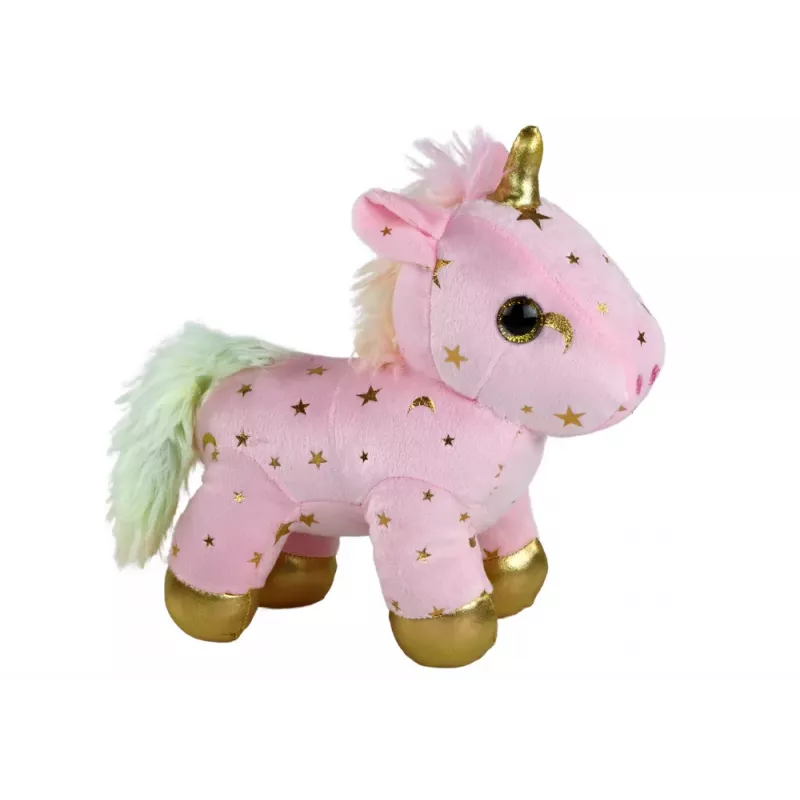 LEAN TOYS Unicorn Plush Sleeping Animal Lullaby Pink With Stars Set