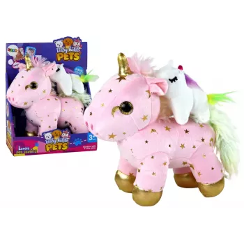 LEAN TOYS Unicorn Plush Sleeping Animal Lullaby Pink With Stars Set
