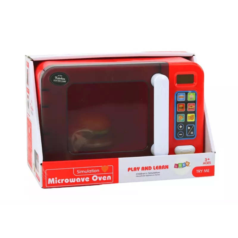 LEAN TOYS Zabawkowa kuchenka mikrofalowa na czerwono Akcesoria