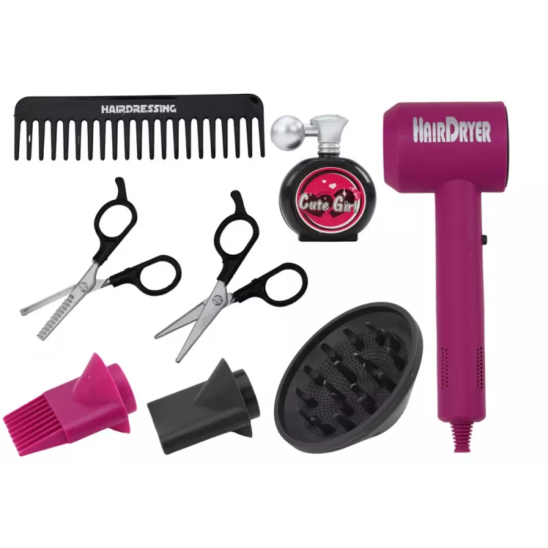 LEAN TOYS Zestaw Fryzjerski Salon Urody Fryzjer Suszarka 10 Elementów