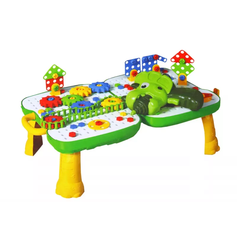 LEAN TOYS Zestaw DIY Walizka-Stół Klocki Puzzle Dinozaur Śrubokręt 249 Elementów