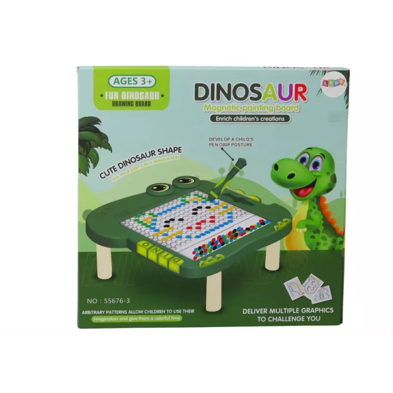 LEAN TOYS Edukacyjna Magnetyczna Tablica Dinozaur Puzzle Zielone Koraliki
