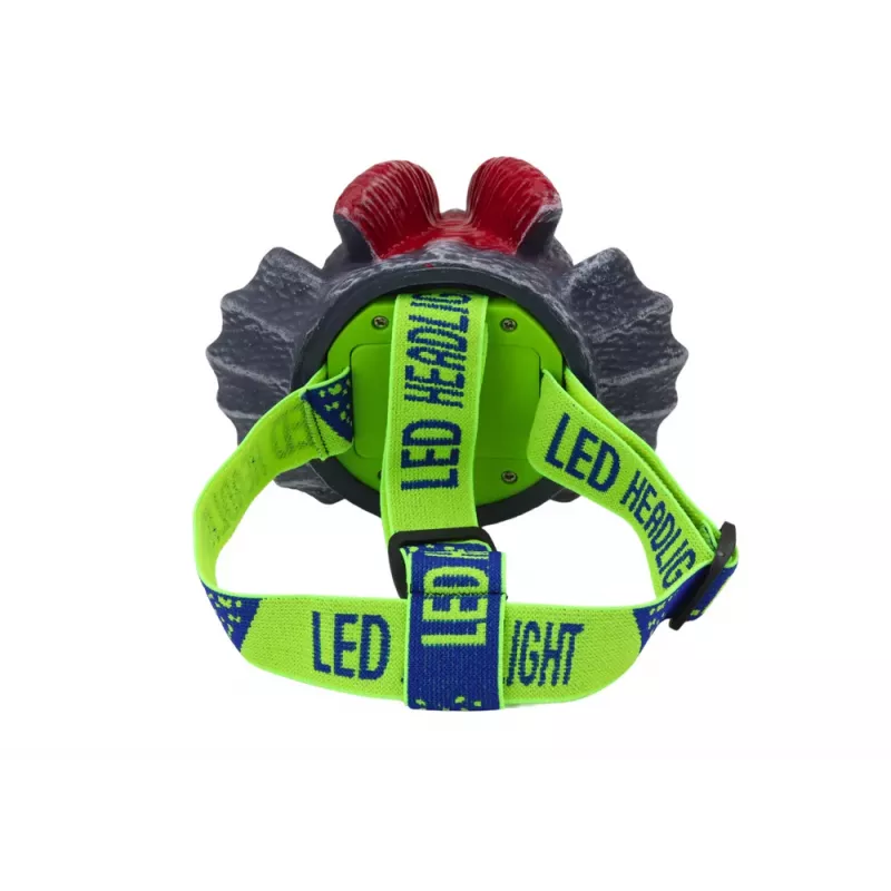LEAN TOYS Latarka czołowa Dinozaur Regulowana opaska 3 diody LED