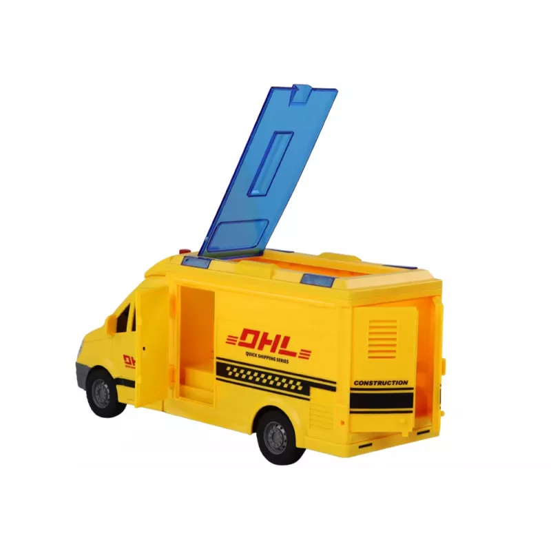 LEAN TOYS Delivery Car 1:16 Friction Drive Opening Doors Lights Yellow Sounds