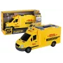LEAN TOYS Delivery Car 1:16 Friction Drive Opening Doors Lights Yellow Sounds