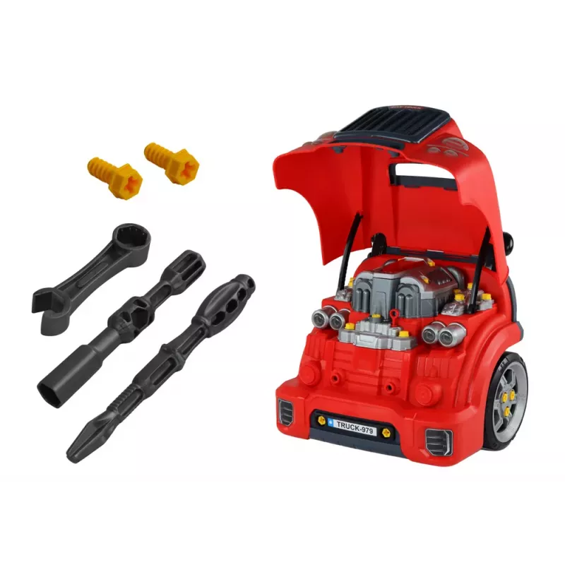 LEAN TOYS Warsztatowy Zestaw do Rozkładania Silnika Ciężarówki DIY Czerwony