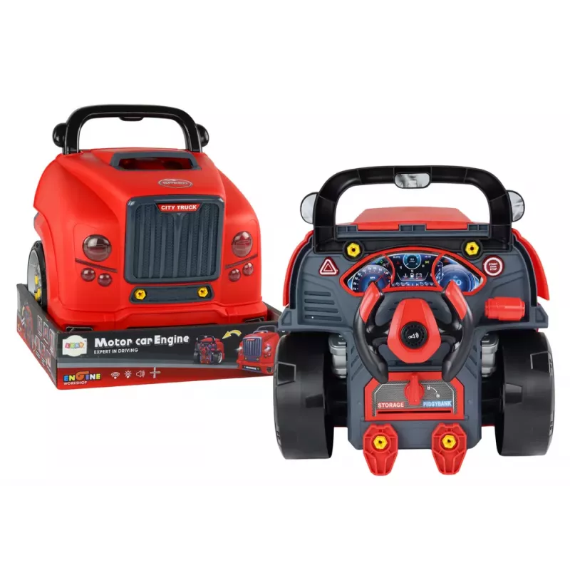 LEAN TOYS Warsztatowy Zestaw do Rozkładania Silnika Ciężarówki DIY Czerwony