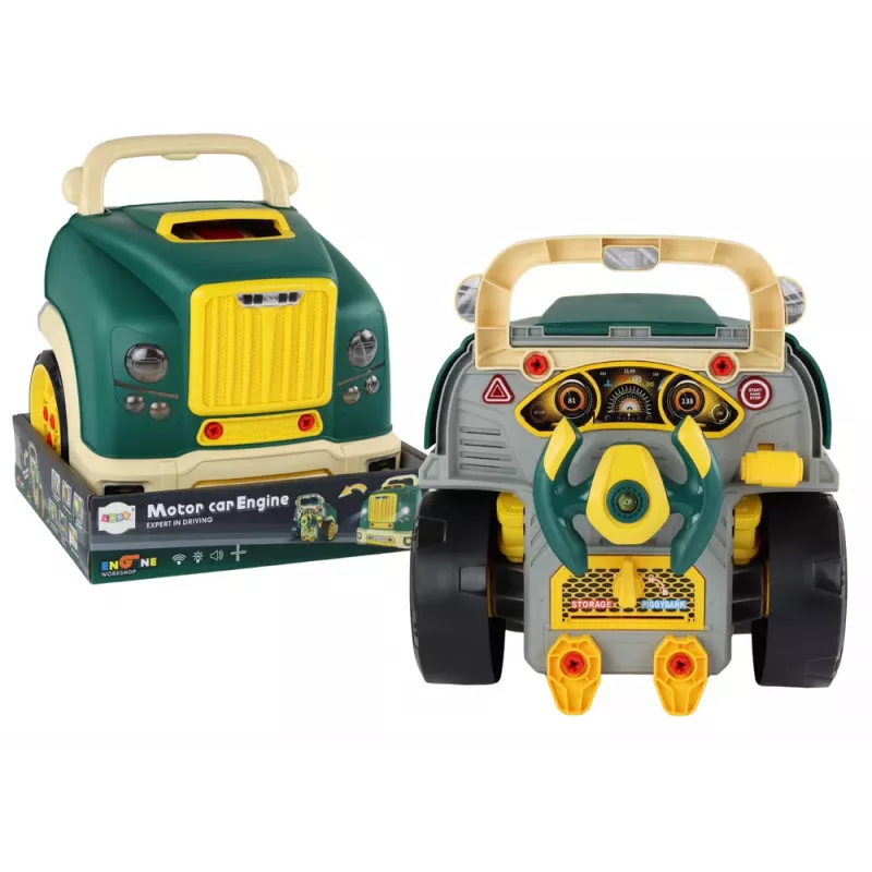 LEAN TOYS Warsztatowy Ciężarówka z Silnikiem Zestaw DIY do Rozkładania Zielony