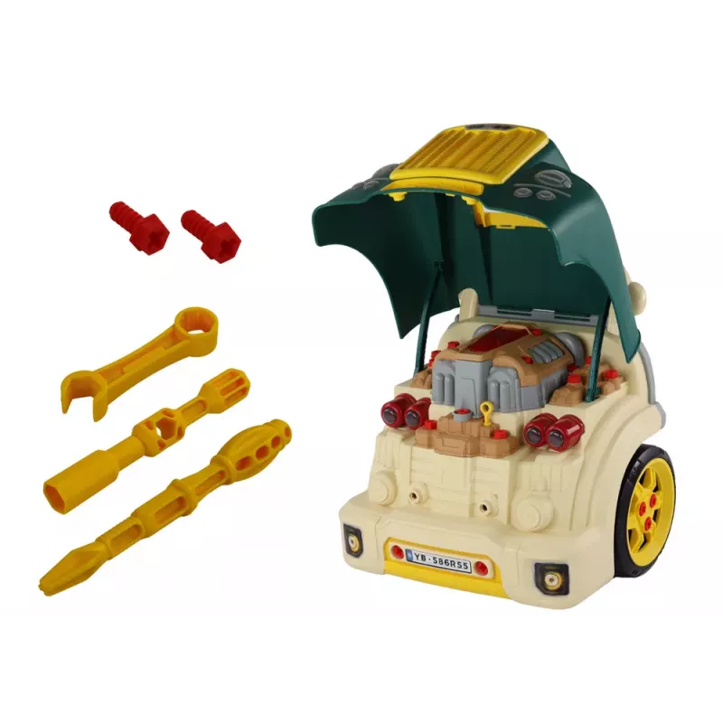 LEAN TOYS Warsztatowy Ciężarówka z Silnikiem Zestaw DIY do Rozkładania Zielony