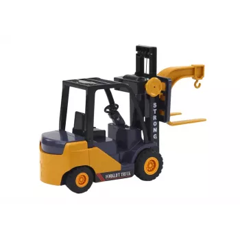 LEAN TOYS Wózek widłowy z hakiem, regulowany napęd tarcia, żółty