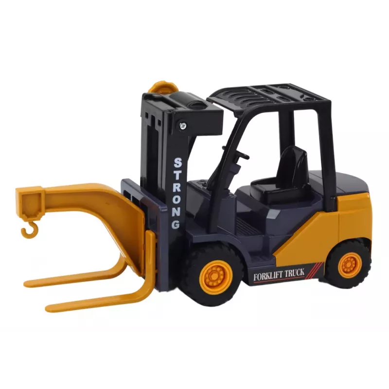 LEAN TOYS Wózek widłowy z hakiem, regulowany napęd tarcia, żółty