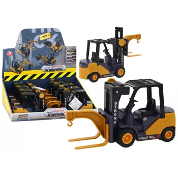 LEAN TOYS Wózek widłowy z hakiem, regulowany napęd tarcia, żółty