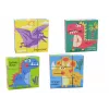 LEAN TOYS Edukacyjne Puzzle 6w1 Kostki Puzzle 6 Obrazków Dinozaury 9 El.
