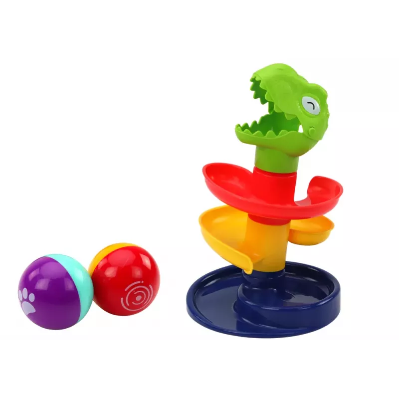 LEAN TOYS Edukacyjna Zjeżdżalnia dla Piłek Sortownik Zielony Dinozaur