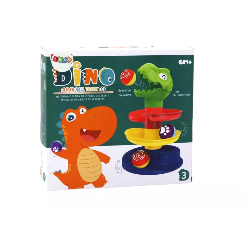 LEAN TOYS Edukacyjna Zjeżdżalnia dla Piłek Sortownik Zielony Dinozaur