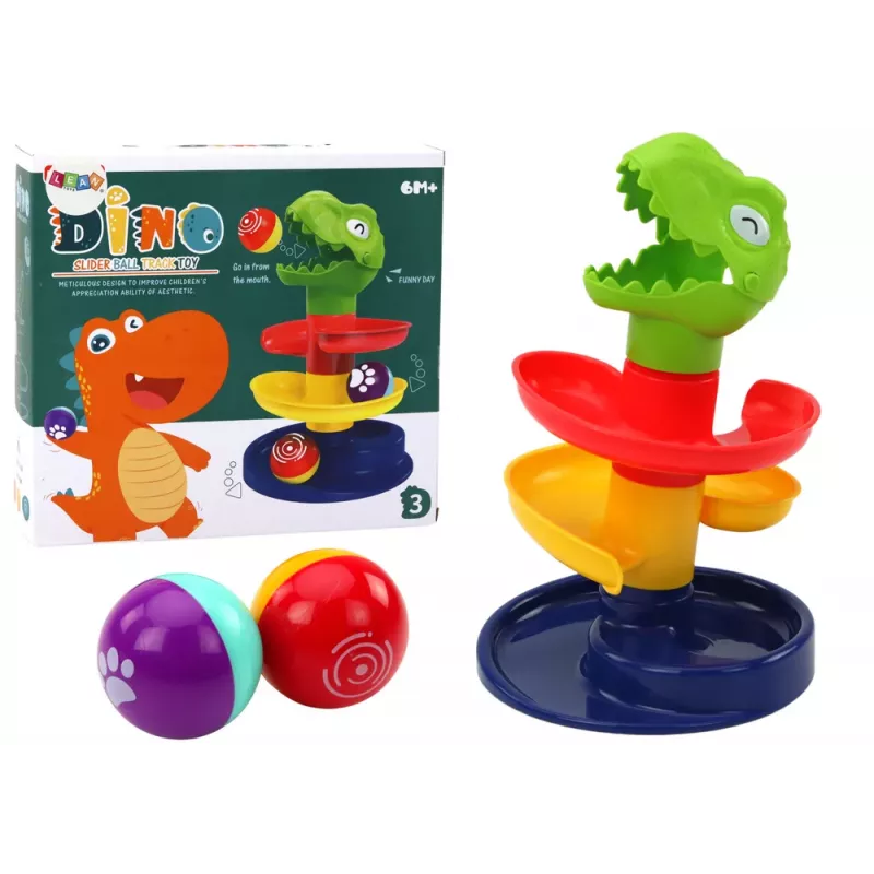LEAN TOYS Edukacyjna Zjeżdżalnia dla Piłek Sortownik Zielony Dinozaur