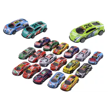 LEAN TOYS Zestaw samochodzików, sprężynowe, sportowe auta wyścigowe 1:64, 20 szt.