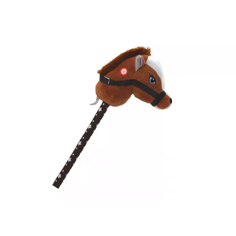 LEAN TOYS Pluszowa Głowa Konia na Kiju Hobby Horse Ciemny Brąz Krótkowłosy Odgłosy Konia