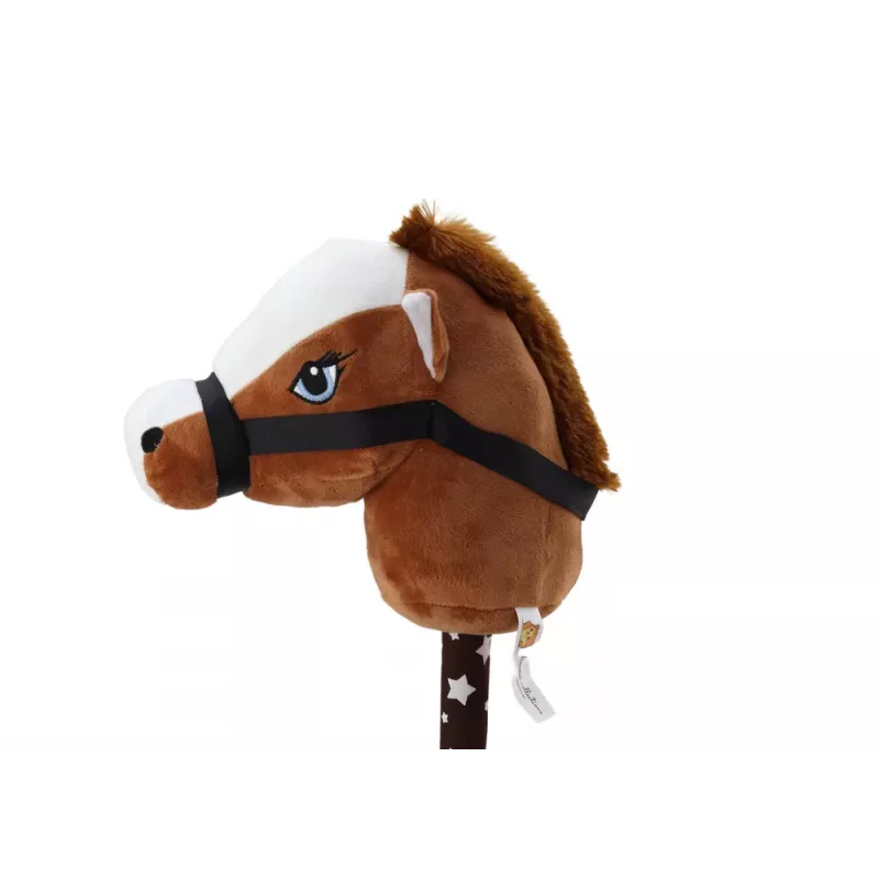 LEAN TOYS Pluszowa Głowa Konia na Kiju Hobby Horse Ciemny Brąz Krótkowłosy Odgłosy Konia