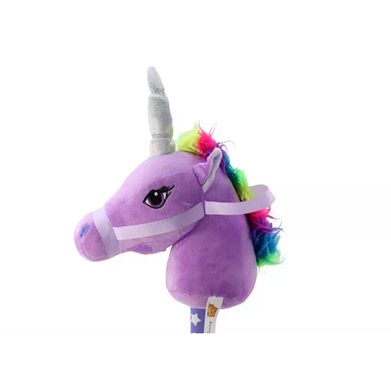 LEAN TOYS Pluszowa Głowa Jednorożca na Patyku Kijanka Fioletowy Jednorożec Dźwięki